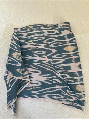 NWT Guadalupe Design Capri Pareo Wrap Skirt Medium Blue Ikat Cotton Resort